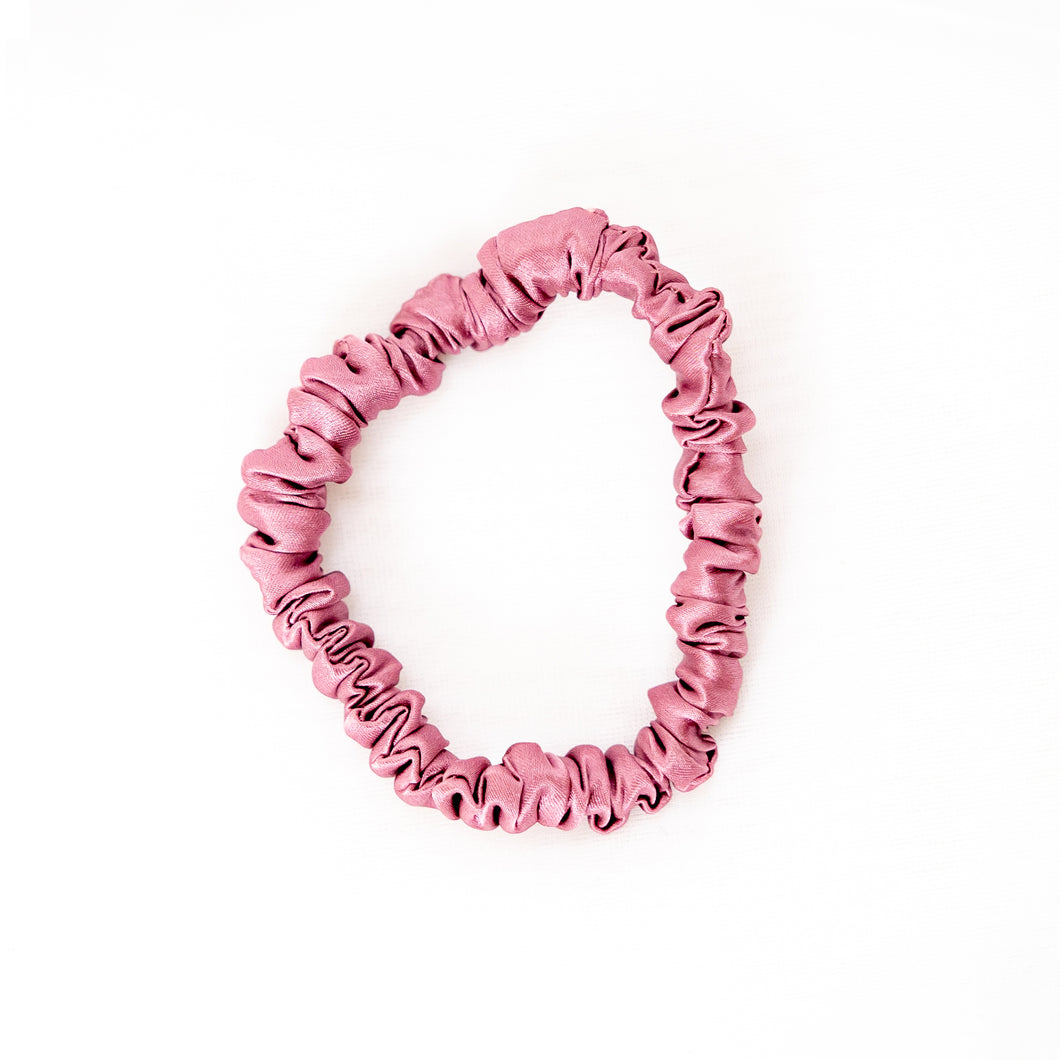 Silk Scrunchies - Skinny - Dusky Rose x3